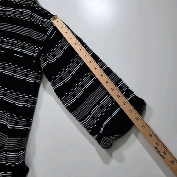 Marla Wynne Cardigan Womens L Black White 3/4 Sleeve Slouchy Cottage Lagenlook - Picture 7 of 16